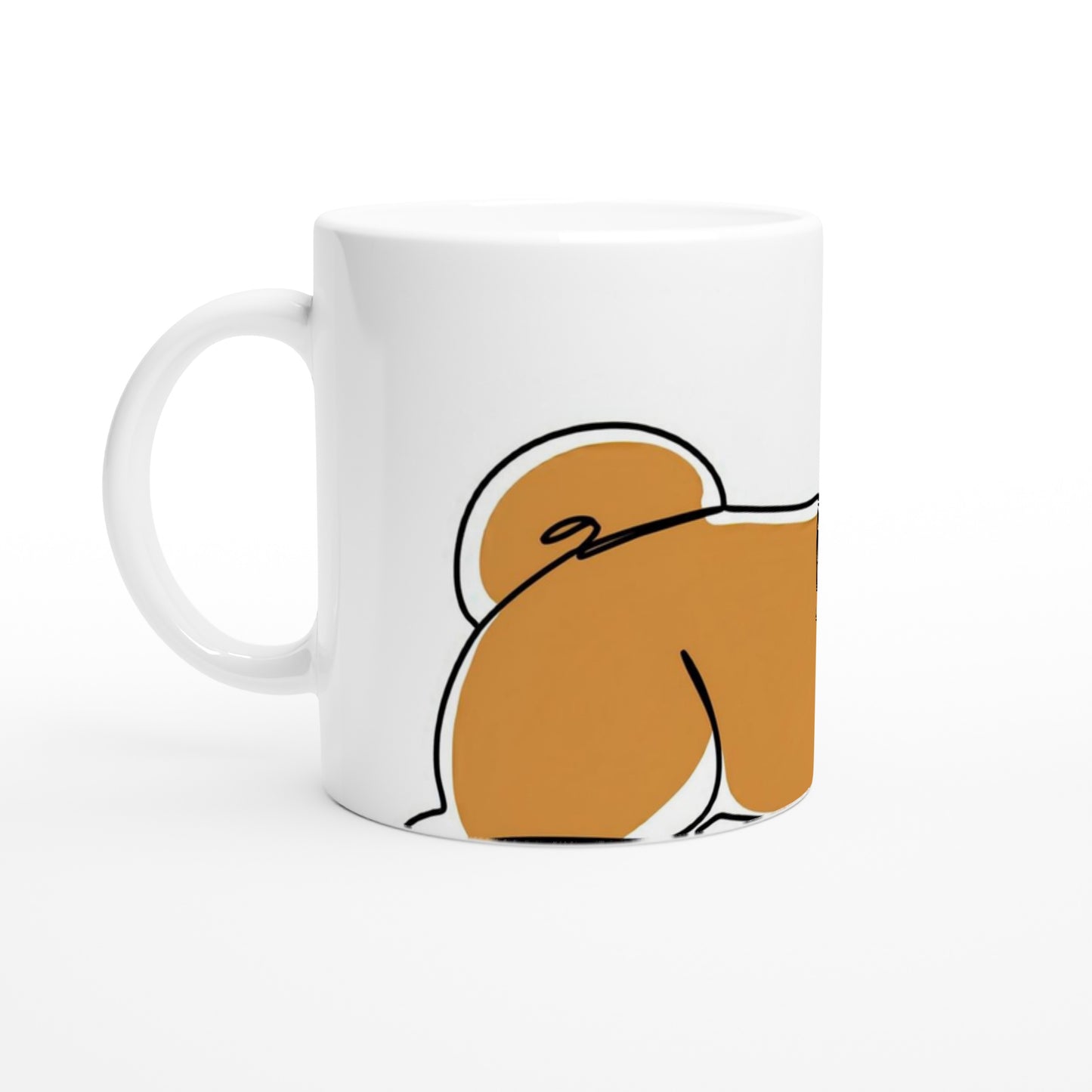 White 11oz Ceramic Mug - Shiba Inu Hanging Tough