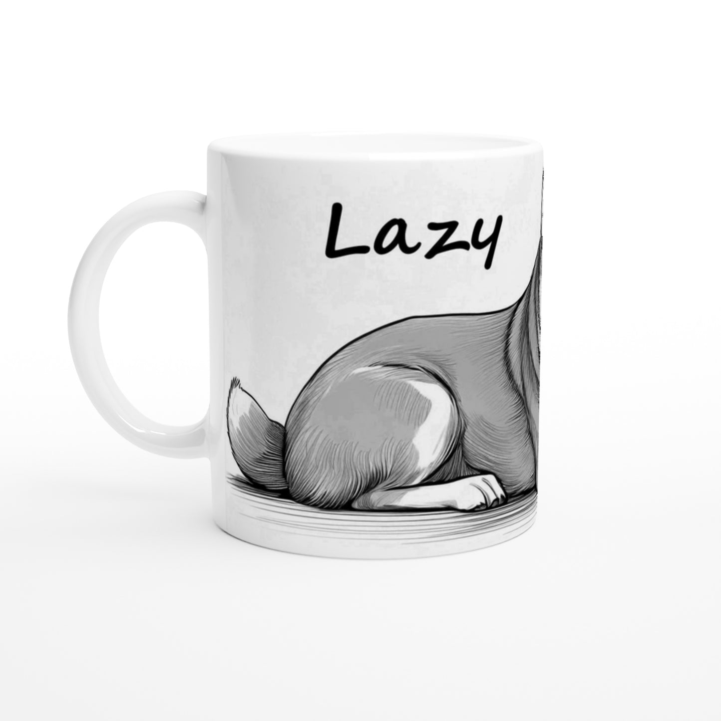 White 11oz Ceramic Mug - Shiba Inu Lazy Days