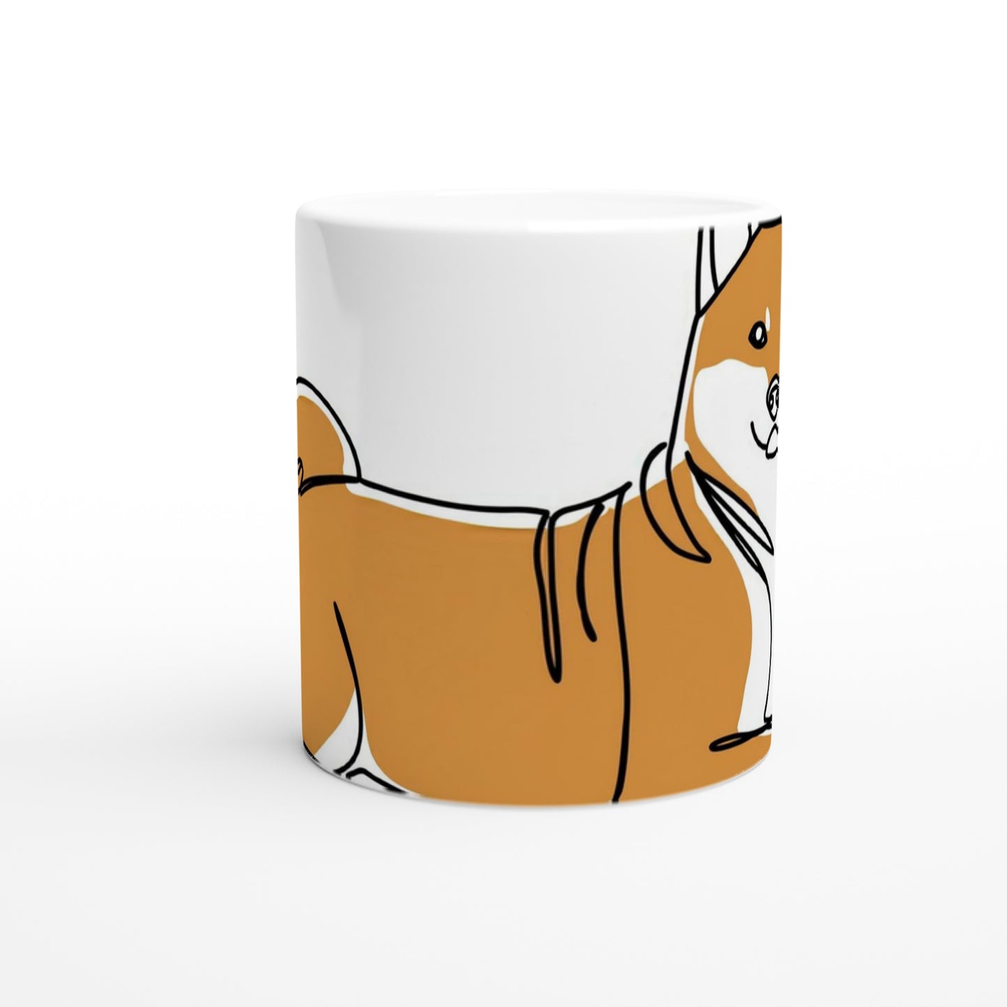 White 11oz Ceramic Mug - Shiba Inu Hanging Tough