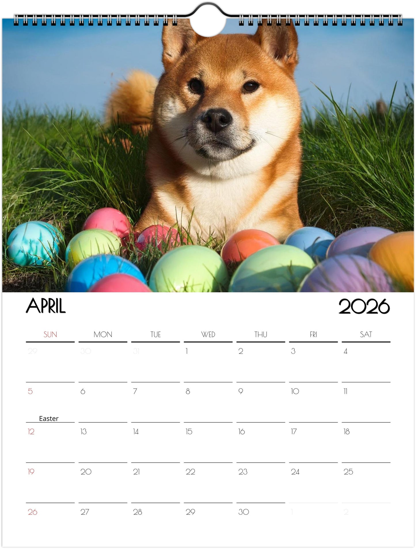 Adorbale Shiba Inu Calendar – Eco-Friendly Wall Art for Every Month - 2026