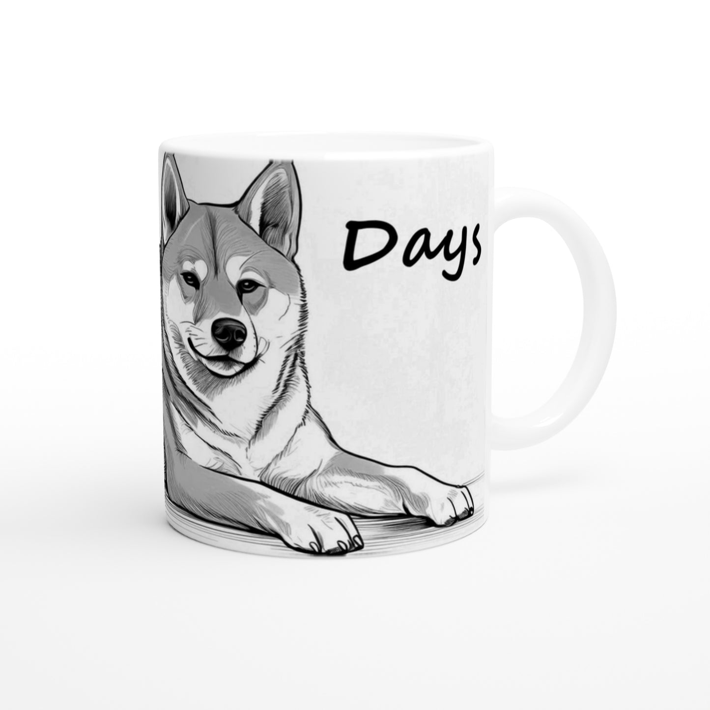 White 11oz Ceramic Mug - Shiba Inu Lazy Days