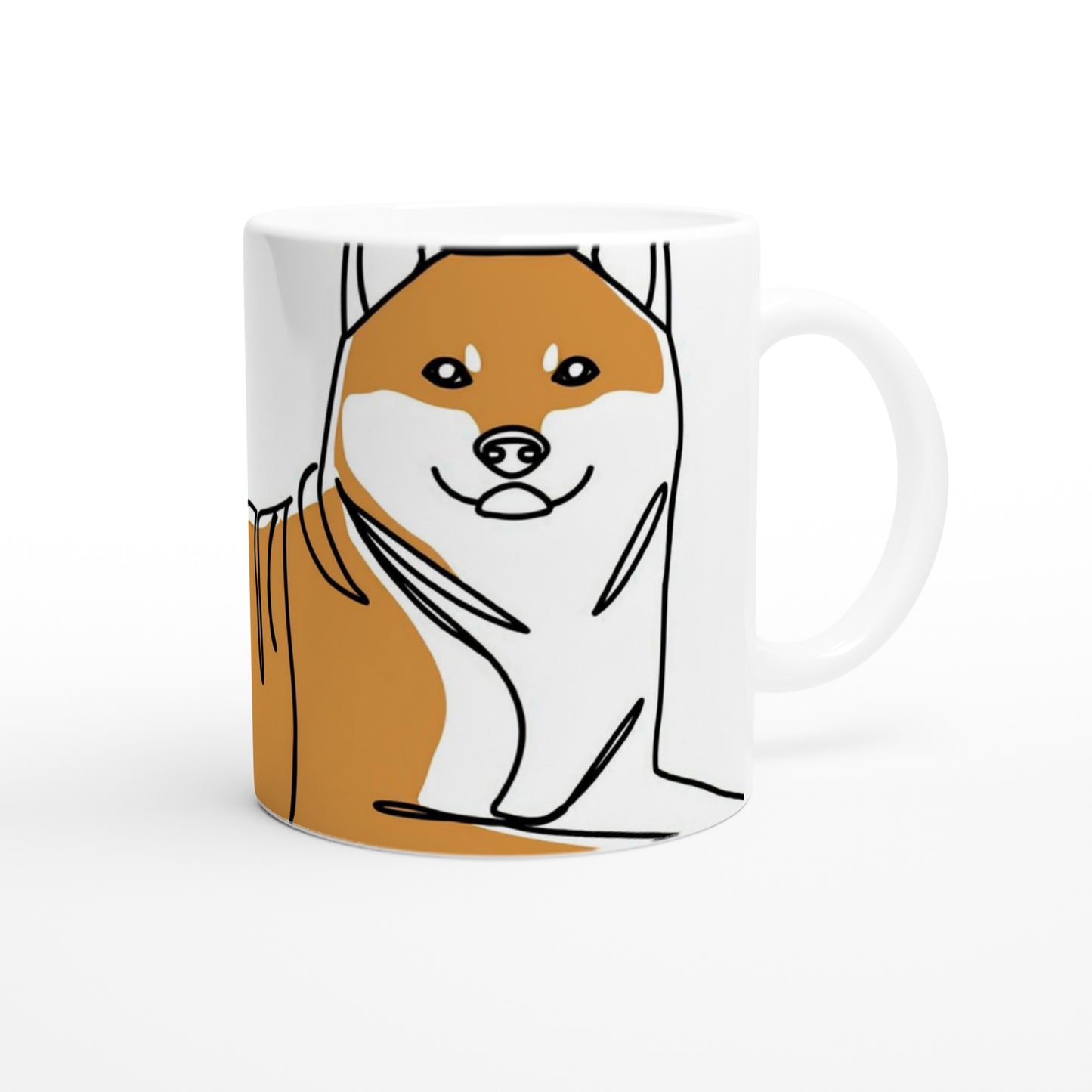 White 11oz Ceramic Mug - Shiba Inu Hanging Tough