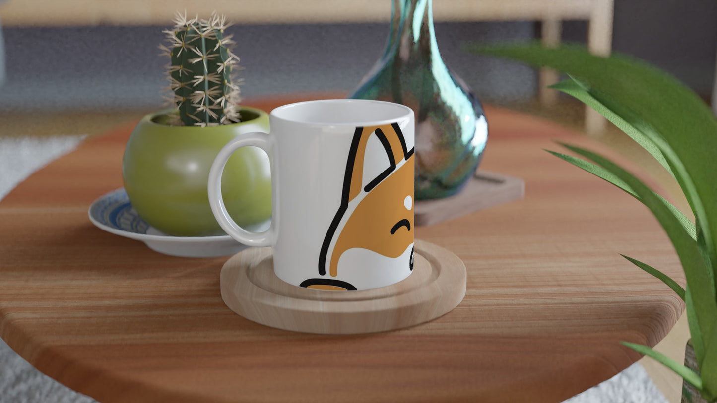 White 11oz Ceramic Mug - Shiba Inu Peek a Boo Mug
