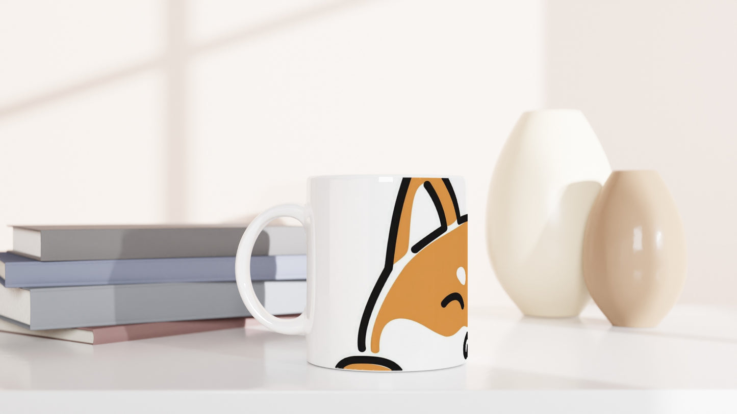 White 11oz Ceramic Mug - Shiba Inu Peek a Boo Mug