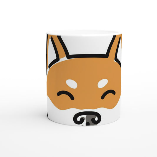 White 11oz Ceramic Mug - Shiba Inu Peek a Boo Mug